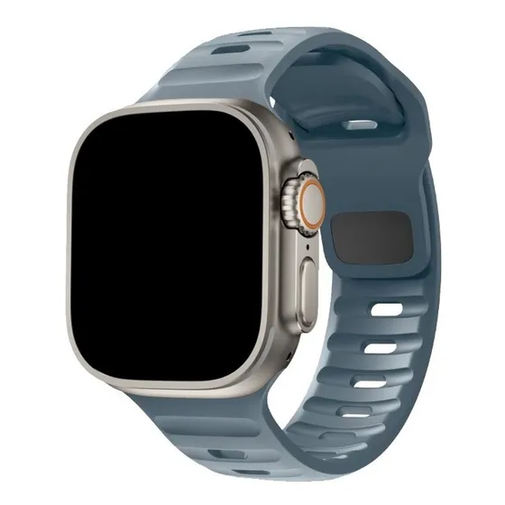 Correa Sport De Silicona Para Apple Watch 44 / 45 / 46 / Ultra 49 Mm - Color Azul Polar - Marca Cellbox