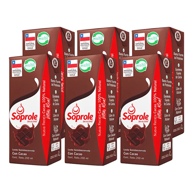 Leche Soprole Sabor Chocolate - Para Colación (pack 6 Uni)