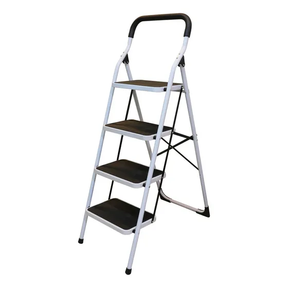 Escalera Plegables Tipo Taburete Acero Con 4 Peldaños Surtek Blanco