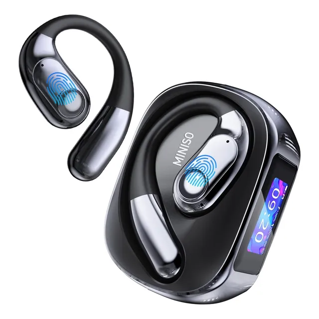 Audifonos Miniso Ms193 Ai Audifonos Traductores Pantalla Táctil Led Bluetooth 6.0 Color Negro Luz Led Deportivos Gamer Auriculares Inalambricos Ows Con Smart Display Compatible Con Ios Y Android