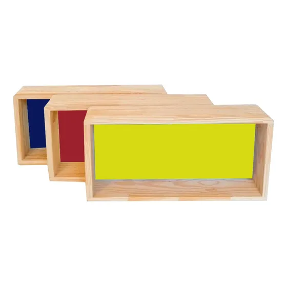 3 Nichos Infantil Em Pinus Com Fundo Coloridos 50 X 25cm