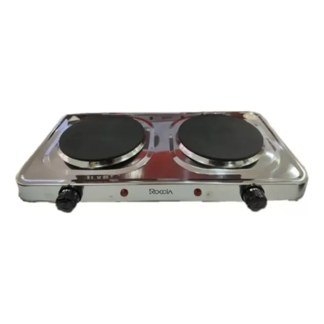 Cocina Electrica Plato 2 Hornilla Analogico Cromado 1kw+1kw