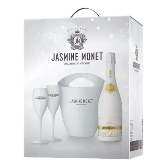 Kit Jasmine Monet White Organic Brut + Frapera +2 Copas