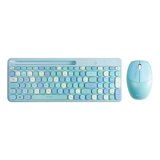 Kit Teclado Y Mouse Acteck Mk470 Inalambrico Delgado Azul