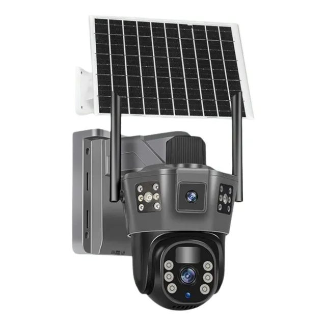 Cámara Seguridad Ptz 8mp Wifi Panel Solar Gris