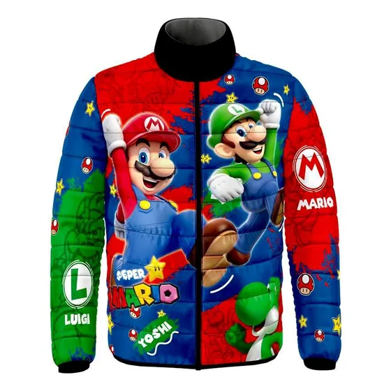 Chaqueta Acolchada Antifluido De Mario Bros Para Niños 