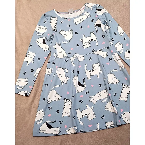 Vestido Primark Manga Larga Niña 8 - 9 Años Motivo Gatitos