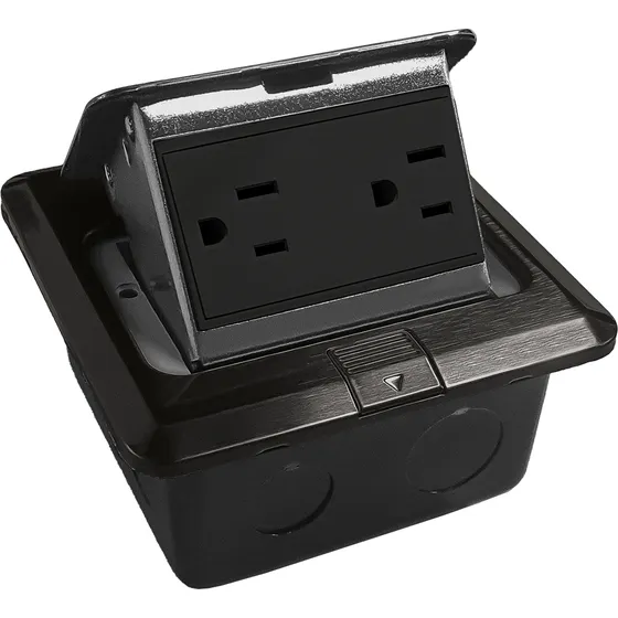 Contacto Duplex Empotrable Piso Apl-004 Pop Up Color Negro
