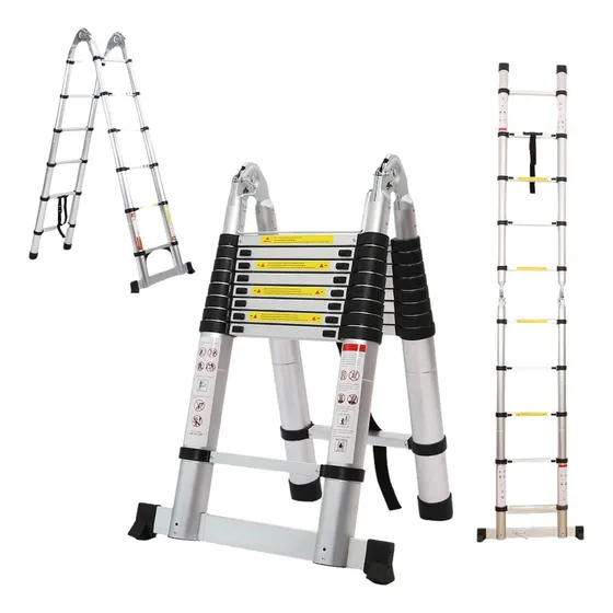 Escalera Aluminio Telescopica Multiuso 4,4 Metros Color Plateado