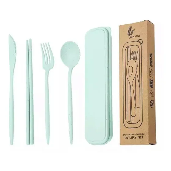 Set De Cubiertos Reautilizable En Fibra De Trigo Ecofriendly