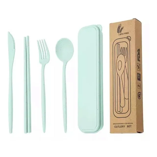 Set De Cubiertos Reautilizable En Fibra De Trigo Ecofriendly