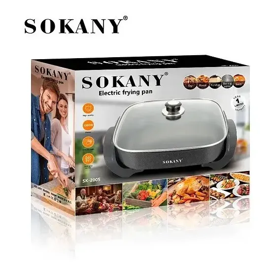 Sartén Eléctrico Sokany Sk-2005 1500W Multifuncional Antiadherente 6L Negro | Cuotas sin interés