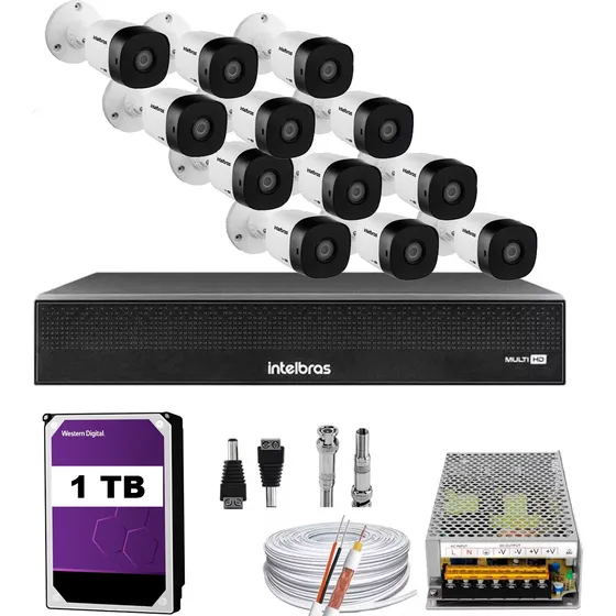 Kit 12 Câmeras Intelbras Dvr Mhdx 16 Canais 1tb Aplicativo