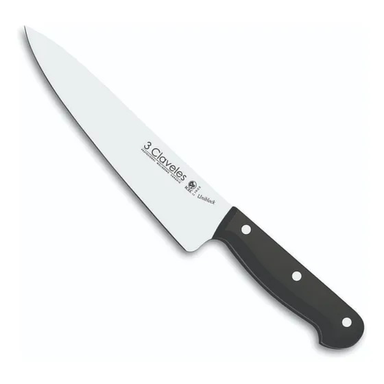 Cuchillo Cocinero 3 Claveles Uniblock Acero Inoxidable 30cm Color Negro