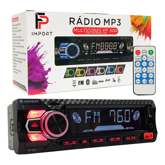 Radio Tipo Pioneer Universal Carro 4x50w Bt Rgb Fm Card Sd Radio Tipo Pioneer Universal Carro 4x50w Bt Rgb Fm Card Sd