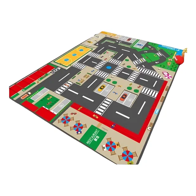 Alfombra Pista Autos Infantil Antigolpes Sensorial 89x61cm