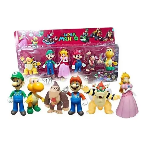 Set X 6 Figuras Muñecos Mario Bros Luigi Juguete Blister