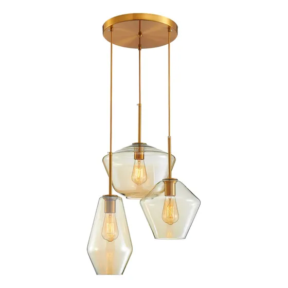 Oyisen Lampara Colgante Cristal Pantalla Vidrio Ambar Luz 3