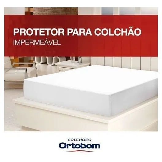 Protetor Colchão Casal Liso Impermeável (138x188) - Ortobom Cor Branco