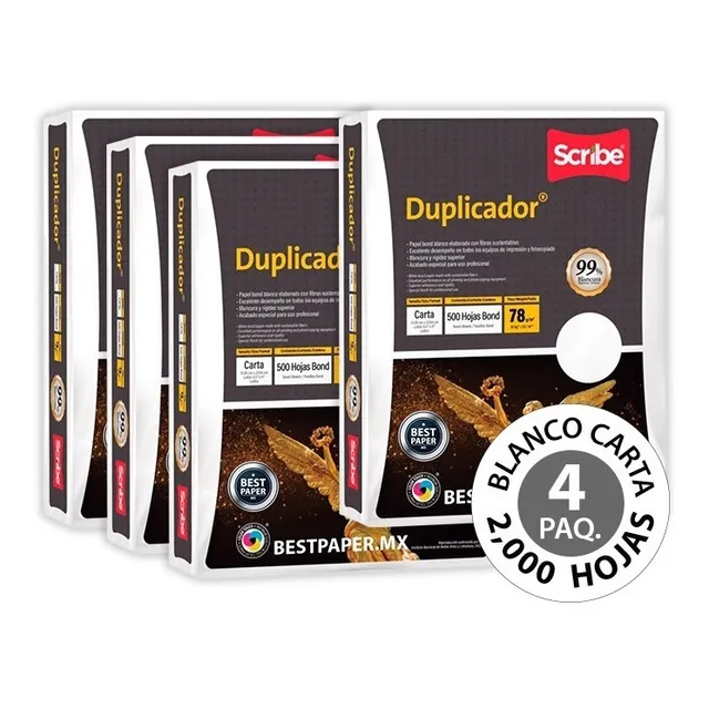 Papel Duplicador Blanco Carta - 4 Paquetes Con 2,000 Hojas