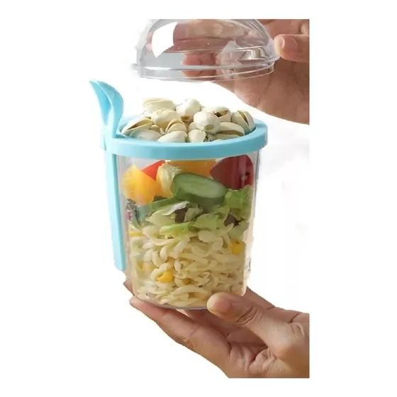 Vaso Recipiente Para Cereal Yogurt Con Cuchara Hermetico