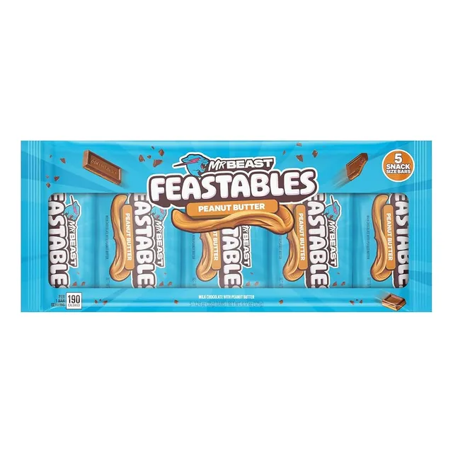 Chocolate Barra Mr Beast Feastables Caja Peanut Pack X5
