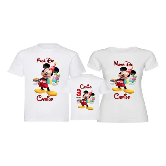 Camisetas Mickey Mouse Camisetas Familia Set X3 Personalizad