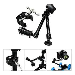 Kit Magic Arm 11 Pol Braco Articulado + Suporte Garra Clamp Branco