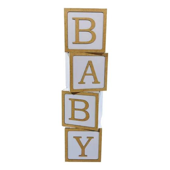 Cubos Baby Mdf Decoração Festa Chá Revelação Mdf Branco