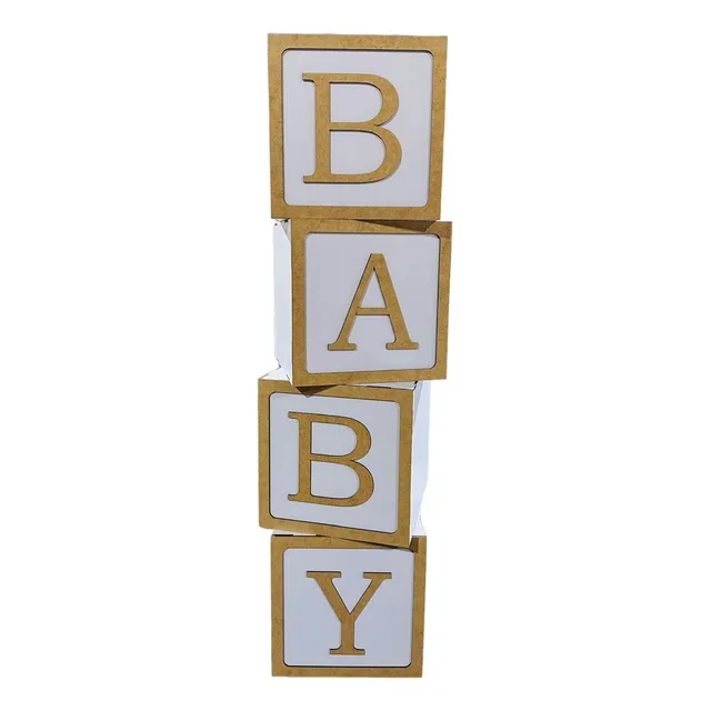 Cubos Baby Mdf Decoração Festa Chá Revelação Mdf Branco