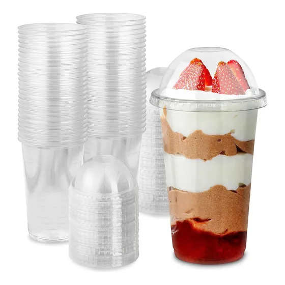 Vasos De Postre De Plástico Transparente De 20 Onzas Con Tap