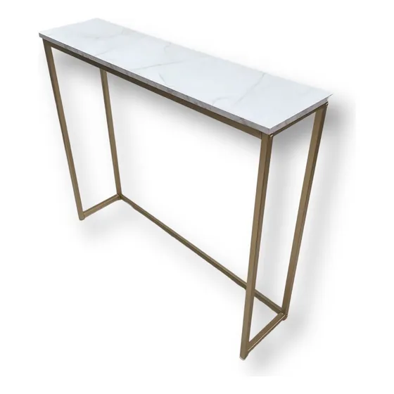 Mesa De Sala Auxiliar | Credenza | Recibidor | Bufetera Color Dorado_mármol Blanco