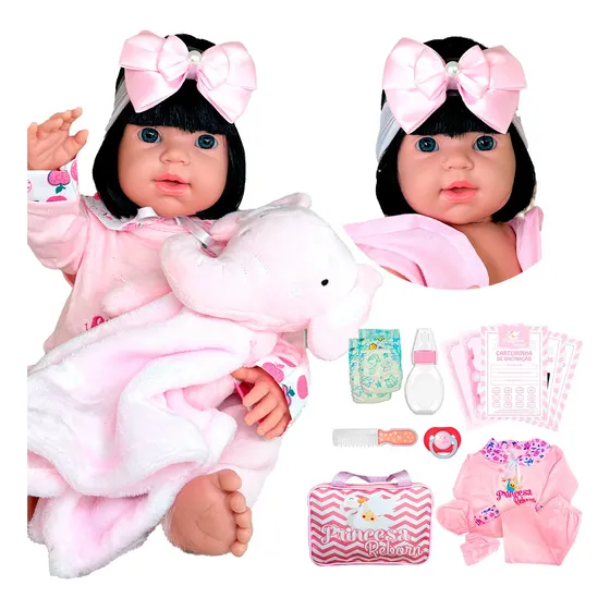 Boneca Menina Reborn Silicone Com Acessórios