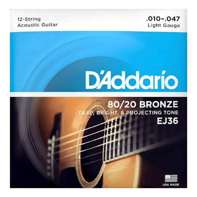 Encordoamento Para Violão D'addario Ej36 010 12 Cordas