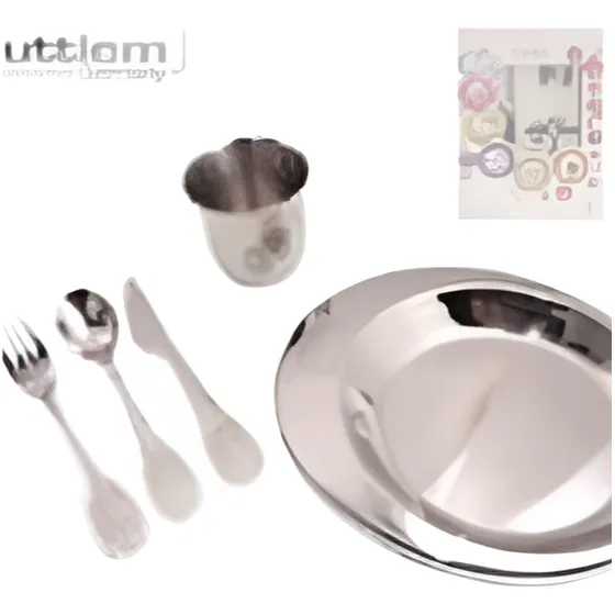 Set Vajilla Para Niños  Guttlem 5 Pzas Acero Inox 