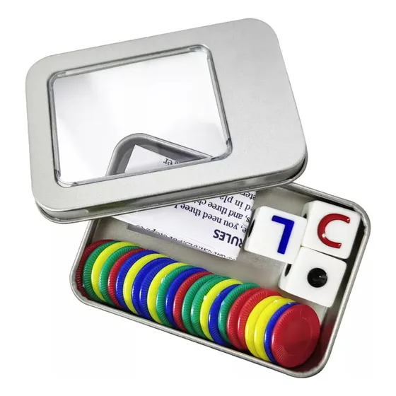 -de Juego De Dados Lcr: 3 Dados, 40 Fichas Y Caja Para