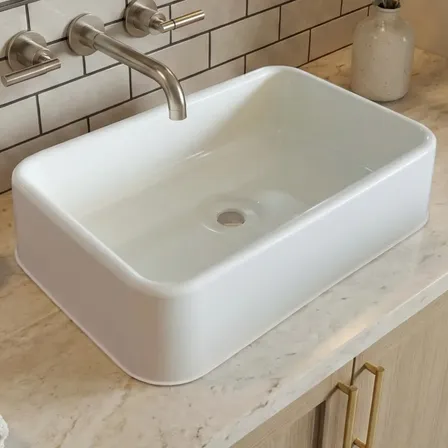 Cuba Retangular Plástico Polietileno Apoio Banheiro Lavabo Branco Brilhante