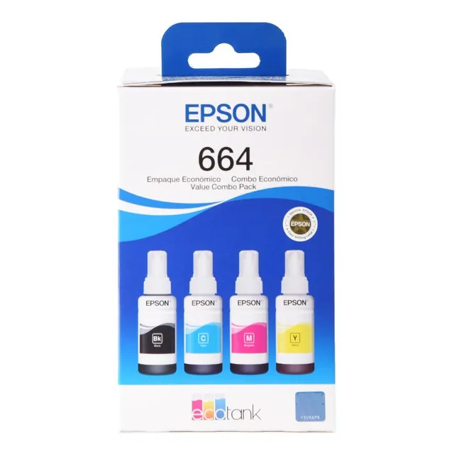 Pack 4 Botellas Tinta Epson Negra/cyan/magenta/amarilla T664