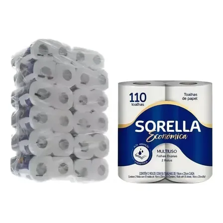 Papel Toalha Cozinha Fritura Branco 19x22 Cm C/24 Rolos