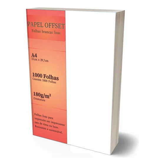 Papel Offset A4 Branco 1000 Folhas 180g Bestgraph