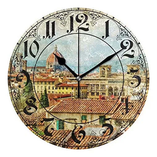 Reloj Pared Redondo Italiano Vintage Florencia Silencioso Al