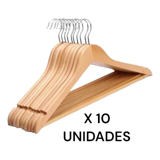 Ganchos Madera Percha Ropa Closet Organizador Pack 10 Multi