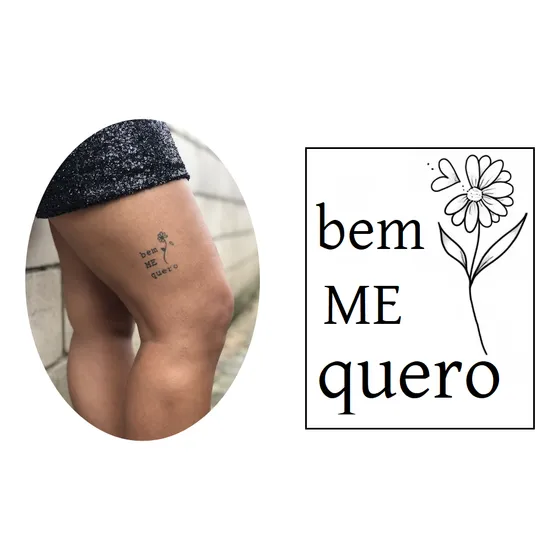 Tatuagem Temporária Frase Bem Me Quero Girasol