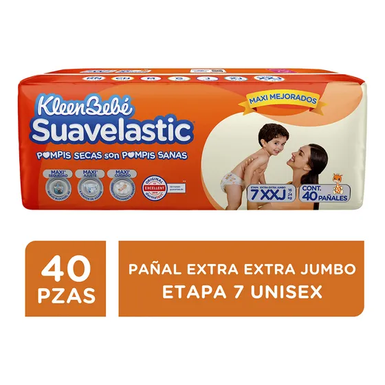 Pañales Kleenbebé Suavelastic Etapa 7 Unisex 40 Piezas