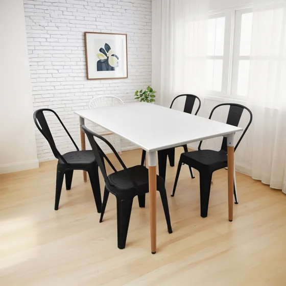 Combo Comedor Silla Tolix + Mesa Eames 1.20 X 80
