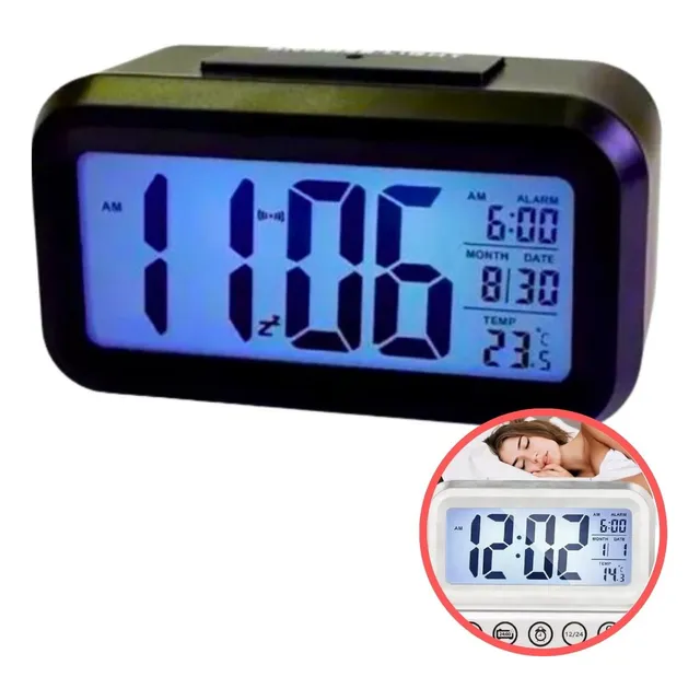 Relógio Digital De Mesa Parede Portatil Único Com Led Lcd