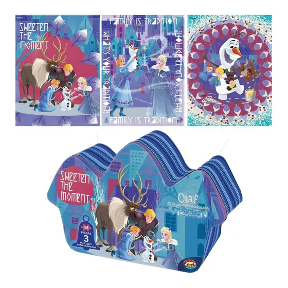Rompecabezas 3 48 Pcs En Caja Troquelada Met. Frozen