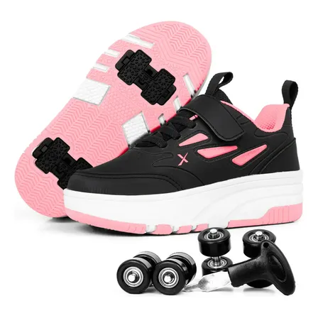 Tênis Roller Multicolor Infantil Com Rodinhas Removíveis