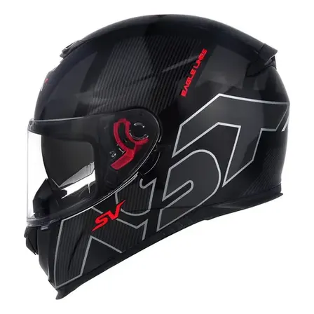 Capacete para Motociclista Asx Eagle Sv Lines Cor Preto Brilhante Tamanho 58 M