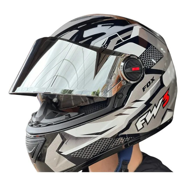 Capacete Fechado Fw3 Gtx Fox Grafite C/ Óculos